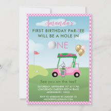 Primer cumpleaños de Hole in One Golf Chica Rosado