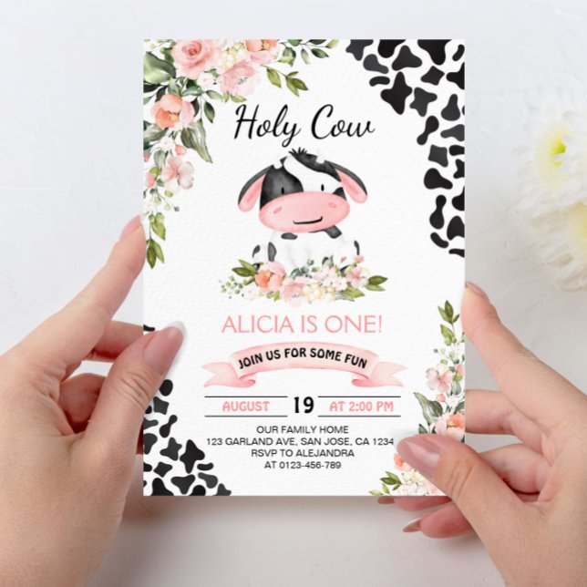 Invitación Primer cumpleaños de impresión de vaca sagrada de  (Subido por el creador)