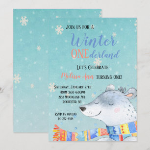 Invitación Primer Cumpleaños de Invierno Onederland