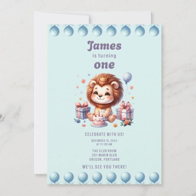 Invitación Primer cumpleaños de James (Anverso)