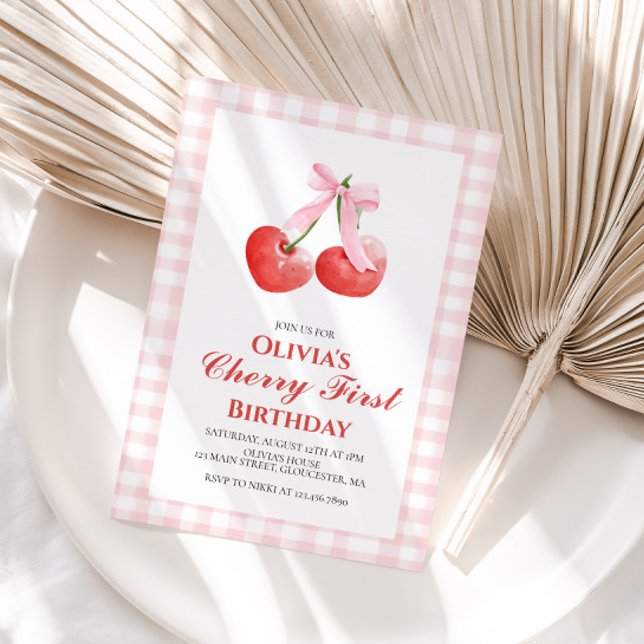 Invitación Primer cumpleaños de la adormidera de Cherry First (Subido por el creador)