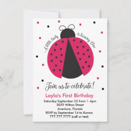 Invitación Primer cumpleaños de la bebé bebé bebé de Ladybug 