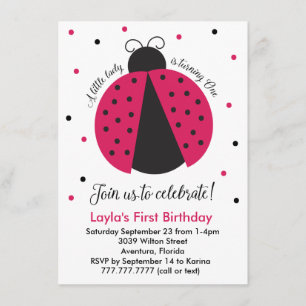 Invitación Primer cumpleaños de la bebé bebé bebé de Ladybug 