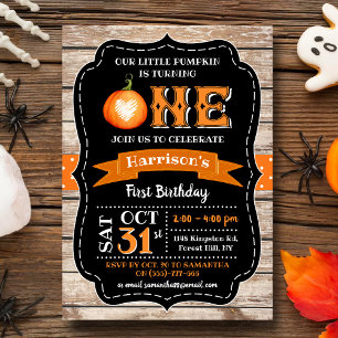 Invitación Primer cumpleaños de la calabaza del niño