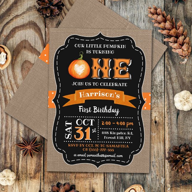 Invitación Primer cumpleaños de la calabaza del niño (Subido por el creador)