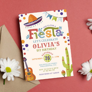 Invitación Primer cumpleaños de la colorida Fiesta Mexicana