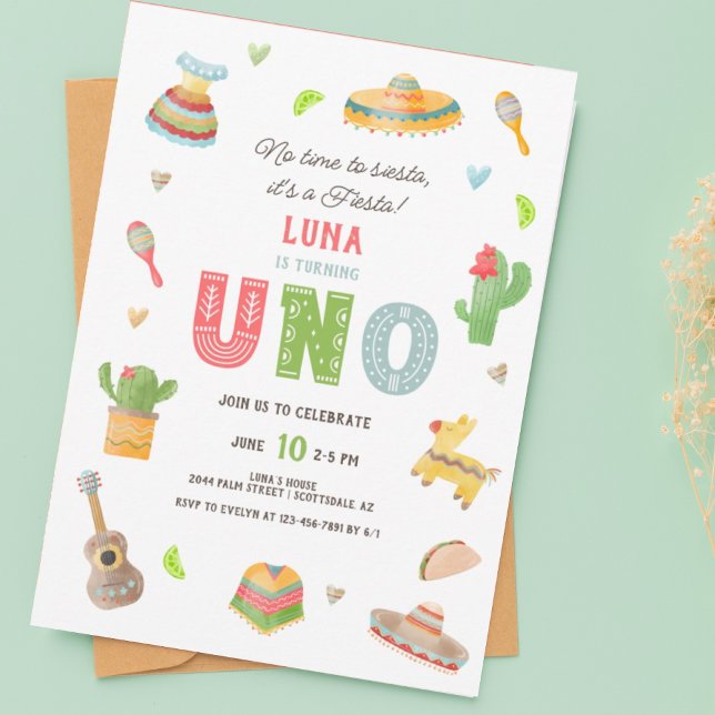 Invitación Primer cumpleaños de la colorida Fiesta Mexicana (Subido por el creador)