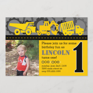 Invitación Primer cumpleaños de la construcción