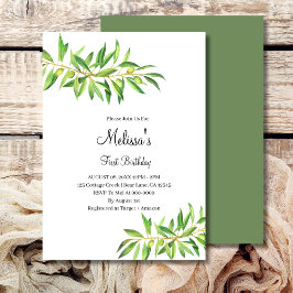 Invitación Primer cumpleaños de la ecología de la rama de oli