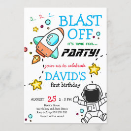 Invitación Primer cumpleaños de la explosión en el espacio ex
