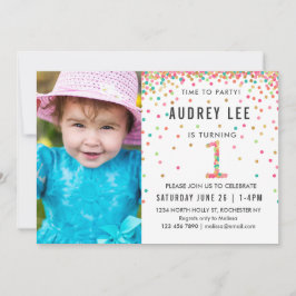 Invitación Primer cumpleaños de la foto del Fiesta de cumplea