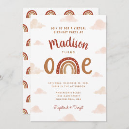 Invitación Primer cumpleaños de la moda Arcoiris Terracota