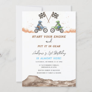 Invitación Primer cumpleaños de la motocicleta sucia personal