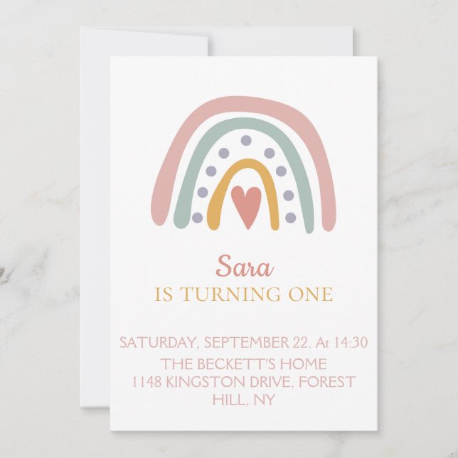 Invitación Primer cumpleaños de la niña pequeña (Anverso)