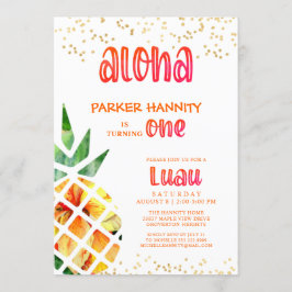 Invitación Primer cumpleaños de la piña tropical Aloha Luau