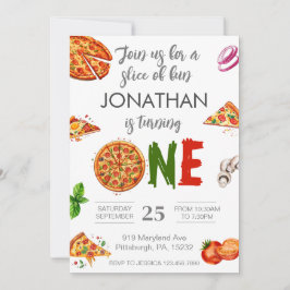Invitación Primer cumpleaños de la Pizza de cumpleaños modern