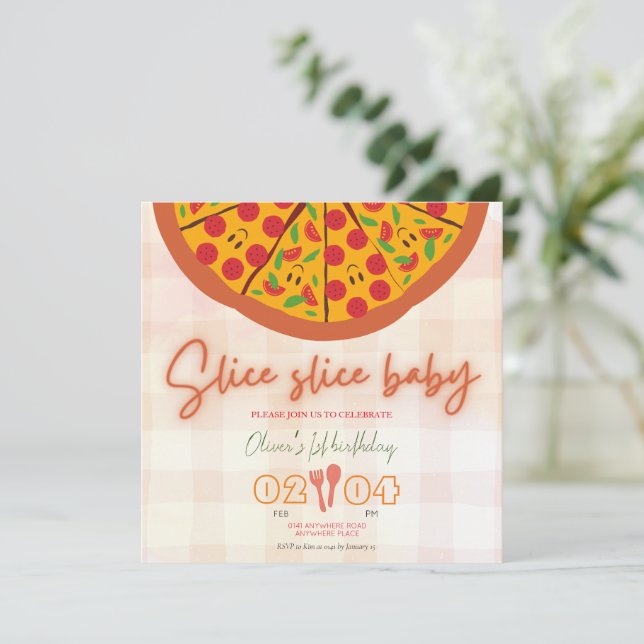 Invitación Primer cumpleaños de la pizza italiana moderna (Anverso de pie)