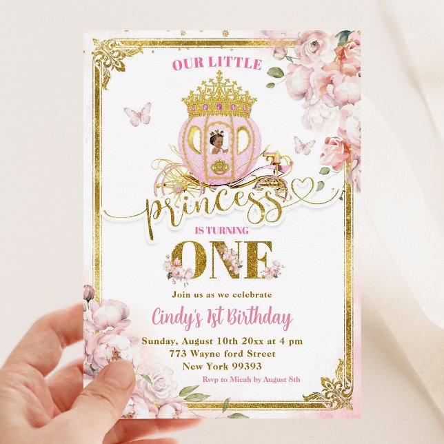 Invitación Primer cumpleaños de la princesa mexicana Gold Pin (Subido por el creador)