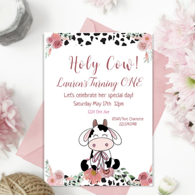 Invitación Primer cumpleaños de la vaca sagrada (Subido por el creador)