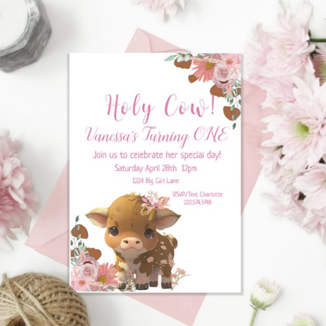Invitación Primer cumpleaños de la vaca sagrada (Subido por el creador)