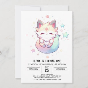 Invitación Primer cumpleaños de la zorra mágica