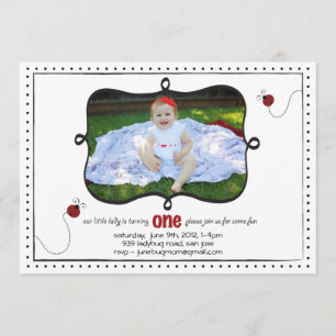 Invitación Primer cumpleaños de Lady Bug
