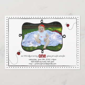 Invitación Primer cumpleaños de Lady Bug