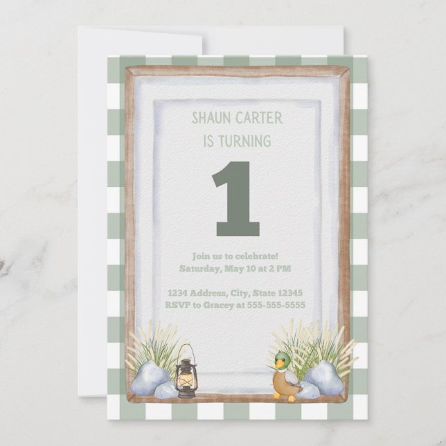 Invitación Primer cumpleaños de Lakeside (Anverso)