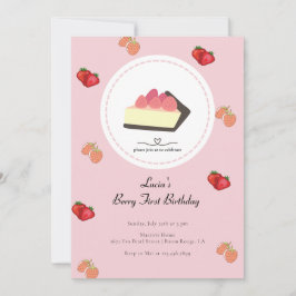 Invitación Primer cumpleaños de Light Pink Berry First Chica