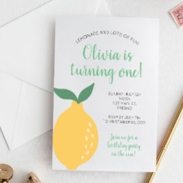 Invitación Primer cumpleaños de limón amarillo que cumple un