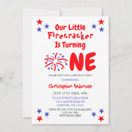 Invitación Primer cumpleaños de Little Firecracker