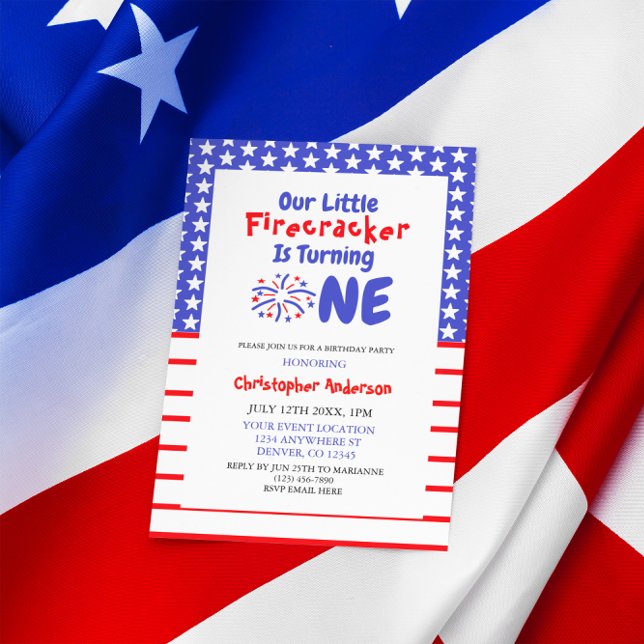 Invitación Primer cumpleaños de Little Firecracker (Subido por el creador)