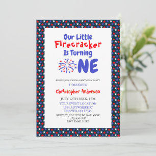 Invitación Primer cumpleaños de Little Firecracker