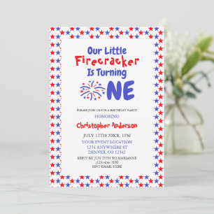 Invitación Primer cumpleaños de Little Firecracker