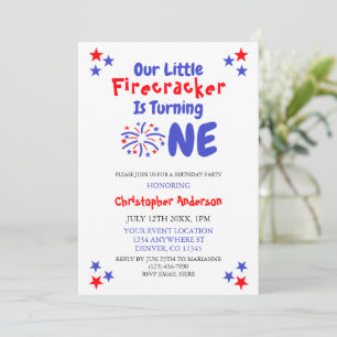 Invitación Primer cumpleaños de Little Firecracker