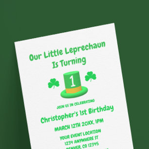 Invitación Primer cumpleaños de Little Leprechaun