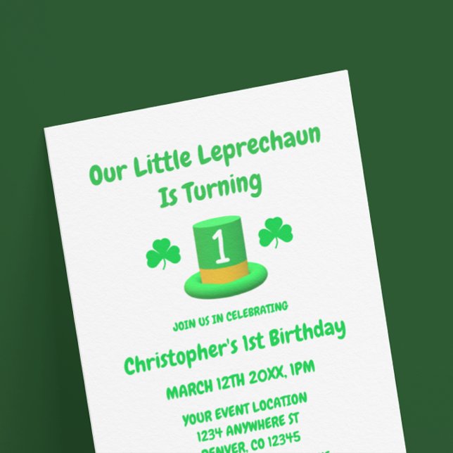Invitación Primer cumpleaños de Little Leprechaun (Subido por el creador)