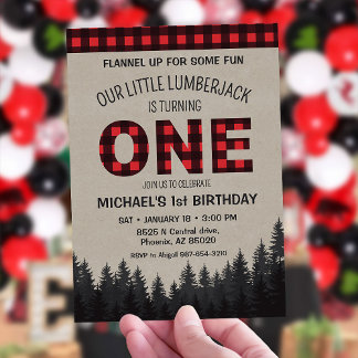 Invitación Primer cumpleaños de Little Lumberjack