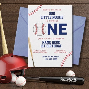 Invitación Primer cumpleaños de Little Rookie Baseball