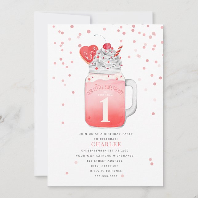 Invitación Primer cumpleaños de Little Squerido Valentine (Anverso)