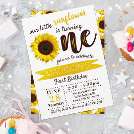 Invitación Primer cumpleaños de Little Sunflower