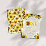 Invitación Primer cumpleaños de Little Sunflower<br><div class="desc">Pequeño girasol adorable invitación a la fiesta de primer cumpleaños. (Foto de ejemplo de Jill Wellington de Pixabay)</div>