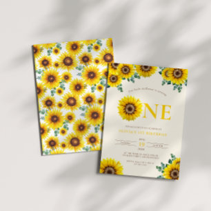 Invitación Primer cumpleaños de Little Sunflower
