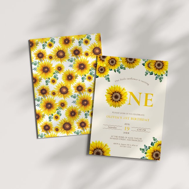 Invitación Primer cumpleaños de Little Sunflower (Subido por el creador)