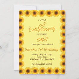Invitación Primer cumpleaños de Little Sunflower Floral Chica