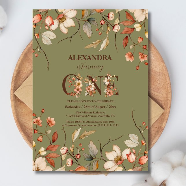 Invitación Primer cumpleaños de Little Wildflower Floral Chic (Subido por el creador)