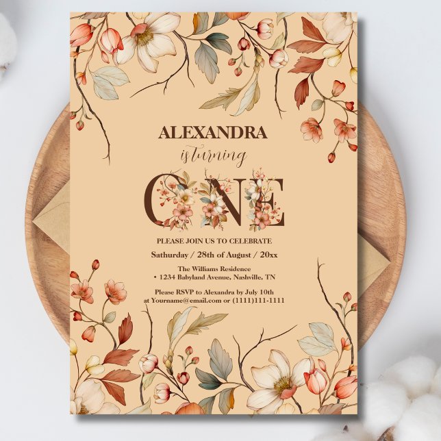 Invitación Primer cumpleaños de Little Wildflower Floral Chic (Subido por el creador)