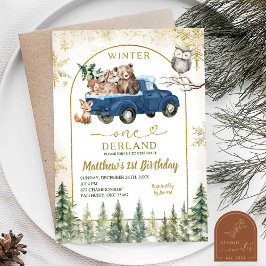 Invitación Primer cumpleaños de los animales del bosque de On