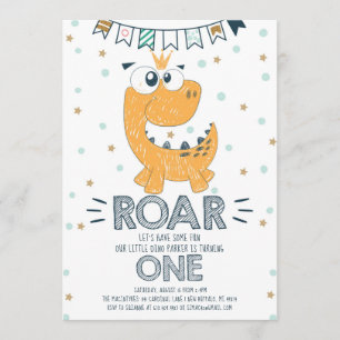Invitación Primer cumpleaños de los dinosaurios ROAR