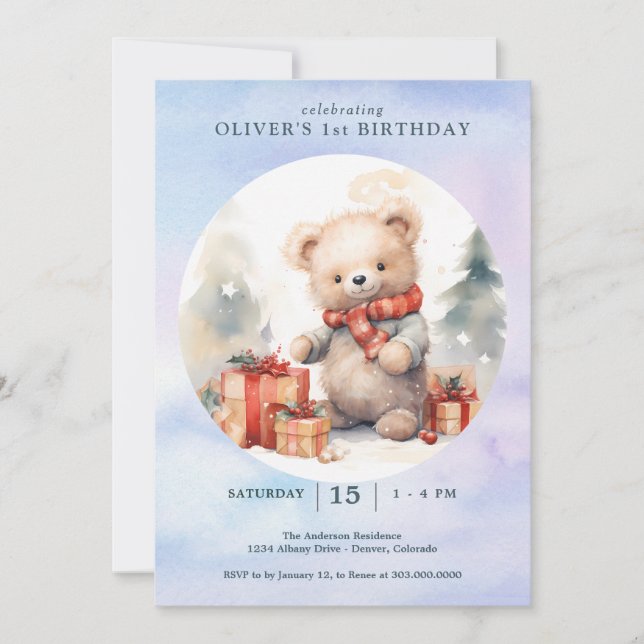 Invitación Primer cumpleaños de los navidades (Anverso)